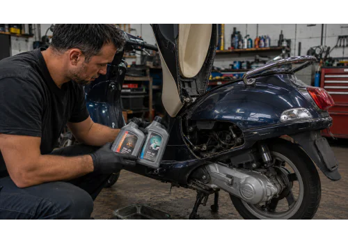 Olej pro Piaggio/Vespa 4T skútr – viskozita a specifikace
