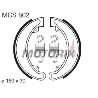 Brzdové čelisti -TRW- MCS802, 160x30mm, Honda CB250/360/400 Four (1968-1979), TRX300 2x4/4x4 (1988-2000)