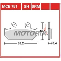 Brzdové destičky -TRW- MCB751SRM, sintrované, Suzuki Burgman 400/ABS (2008-2012), Suzuki Burgman 650/Executive (2002-2012)