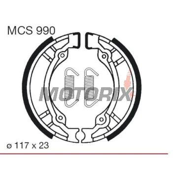 Brzdové čelisti -TRW- MCS990, 110x23mm, PGO Big Max 50/50S Comet50 Galaxy50/90 PM-X50/110 PS50 Super Fifty SYM Husky125 Suzuki AH100 Address TR50S Street Magic UG110 Hokuto
