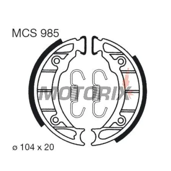 Brzdové čelisti -TRW- MCS985, 105x20mm, Piaggio/Vespa Free 1 50, Zip+Zip 50 (1993-1998)