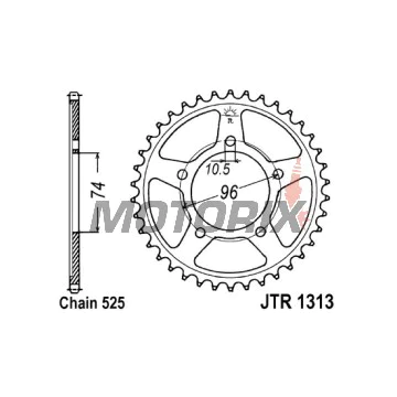 Zadní rozeta -JT- JTR1313,42, 42 zubů, ocelový, Honda CBR 400 1988-1989