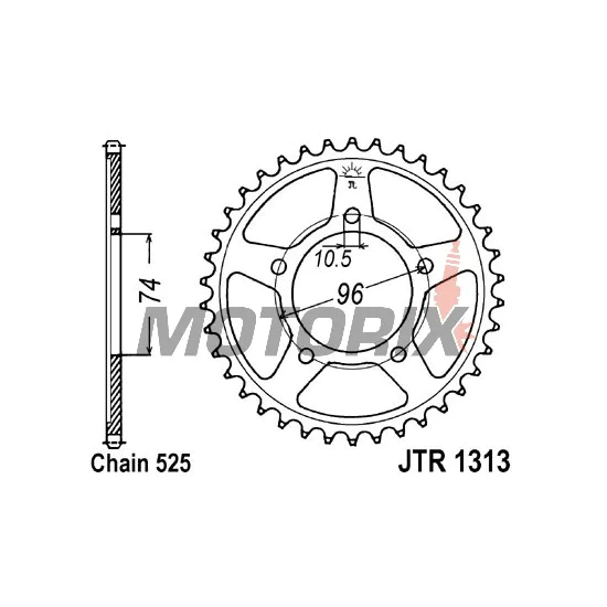 Zadní rozeta -JT- JTR1313,42, 42 zubů, ocelový, Honda CBR 400 1988-1989