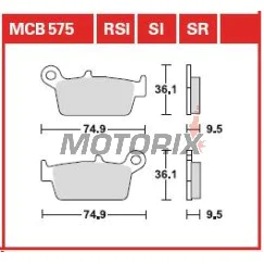 Brzdové destičky -TRW- MCB575, CPI Sahel 125, Gas Gas EC/FSE/FSR/MC/SM 125-515cc, Honda CR/CRM/XR 50-650cc, Kawasaki KDX/KLX/KX 125-500cc, Suzuki DR-Z/RM 125-400cc, Yamaha WR/YZ 125-426cc