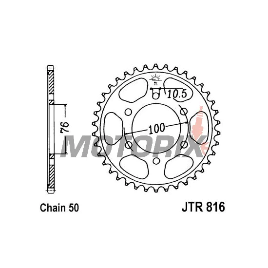 Zadní rozeta -JT- JTR816,49, 49 zubů, ocelový, Suzuki GS 550 1981, GSF 1200 1995-2005, GSX 1200 1999-2001, GSX 750 1998-2003, GSX-R 1100 1995-1998, GSX-R 750 1992-1995, RF 900 1994-2000