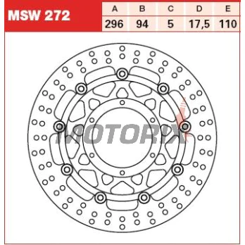 Brzdový kotouč -TRW- MSW272, 300mm, Honda CBF 600/1000 N-S-FA ABS (2004-2016), CBR 250R/300R ABS (2011-2017), DN-01 700A (2008-2010)