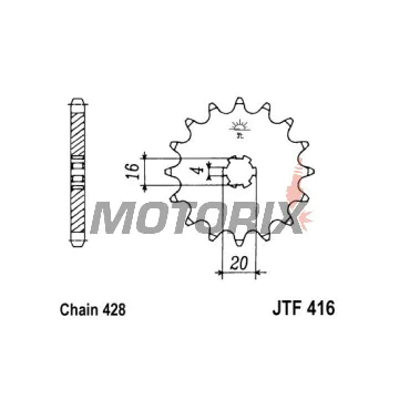 Přední pastorek -JT- JTF416,15, 15 zubů, Suzuki RM 80 1997-2001, RM 85 2002-2018, Yamaha DT 175 1978-1981, RD 125 1976-1977, RS 125 1976, YZ 80 1984, 1993-2001