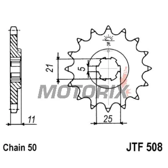 Přední pastorek -JT- JTF508,14, 14 zubů, Cagiva Ala Rossa 350 1983-1984, Kawasaki H2A 750 1973, H2B 750 1974, H2C 750 1975, KH 400 1976-1978, KH 500 1974