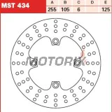 Brzdový kotouč -TRW- MST434, 255mm, Triumph America 865 + Bonneville/SE/T100 865 + Scrambler 865 + Speed Triple 1050 + Sprint ST/GT/RS 955-1050 + Thruxton 865 + Tiger 800/1050 (1999-2016)