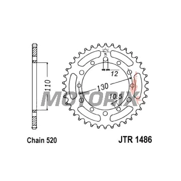 Zadní rozeta -JT- JTR1486,41, 41 zubů, ocelový, Honda TRX 200 1990-1997, Kawasaki EL 250 1988-1999, 2001-2003, EL 252 2000, EX 250 1986-1987, GPX 400 1987-1988, Yamaha FZ1 1000 2010-2015