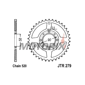 Zadní rozeta -JT- JTR279,40, 40 zubů, ocelový, Honda CB 200 1974-1979, CB 250 1991-2008, CD 250 1988-1994, CMX 250 1996-1999, MTX 125 1987-1989