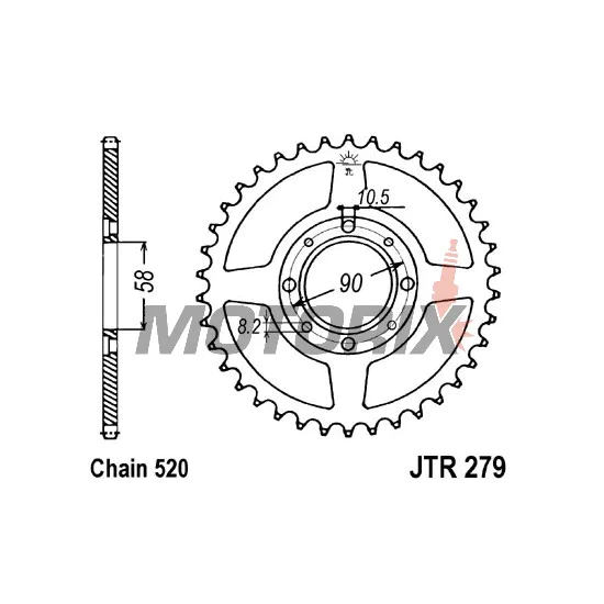 Zadní rozeta -JT- JTR279,30, 30 zubů, ocelový, Honda CB 200 1974-1979, CB 250 1991-2008, CD 250 1988-1994, CMX 250 1996-1999, MTX 125 1987-1989