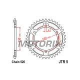 Zadní rozeta -JT- JTR5,45, 45 zubů, ocelový, Aprilia ETX 125 1985-1987, ETX 350 1988-1990, ETX 50 1984, Moto 650 1995-1999, Pegaso 600 1990, 1992-1993, Pegaso 650 1992-2004, 2007-2009, Tuareg 350 1988-1990, Tuareg 600 1988-1992