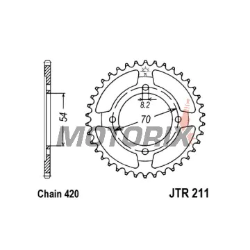 Zadní rozeta -JT- JTR211,42, 42 zubů, ocelový, Honda C 50 1992-1997, C 90 1981, 1984-2000, 2002