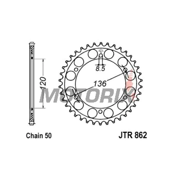 Zadní rozeta -JT- JTR862,45, 45 zubů, ocelový, Yamaha FZ 600 1986-1989, RD 500 1984-1987, XJ 600 1984-1991, YX 600 1986-1990