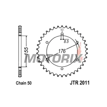 Zadní rozeta -JT- JTR2011,45, 45 zubů, ocelový, Triumph Daytona 955 1997, 1999-2001, 2003-2006, Speed Triple 1050 2005-2017, 2019, Speed Triple 900 1997-1998, Speed Triple 955 1999-2004, Sprint 1050 2005-2015, Sprint 955 1999-2004