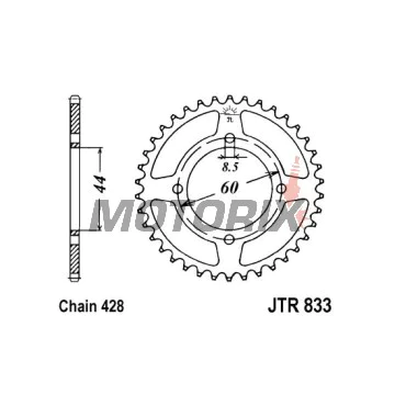 Zadní rozeta -JT- JTR833,49, 49 zubů, ocelový, Yamaha DT 50 1998-2000, DT 80 1983-1984, TT-R 125 2000-2001