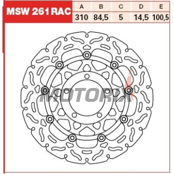 Brzdový kotouč -TRW- MSW261RAC, 310mm, Triumph Daytona 600/650/675/675R (2002-2012)/Speed Four 600 (2002-2005)/Street Triple 675/675R (2007-2012)/TT 600 (2000-2003)