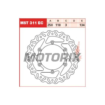 Brzdový kotouč -TRW- MST311EC, 250mm, Suzuki DR/DR-Z125-400, RM125/250, RM-X250 + Yamaha WR125/250/250F/400F/426F/450F, YZ125/250/250F/426F/450F (1988-2020)
