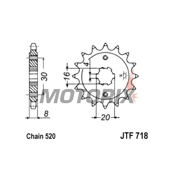 Přední pastorek -JT- JTF718,13, 13 zubů, Cagiva WMX 125 1989-1992, WMX 250 1987-1988, Husqvarna CR 125 1990-1994, WR 125 1990-1994, WR 250 1990-1991