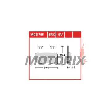 Brzdové destičky -TRW- MCB785, Aprilia Mana, RS, Shiver, Dorsoduro; Yamaha MT, YZF-R125 - 125, 750, 850, 900, 1200cc, 2007-2017