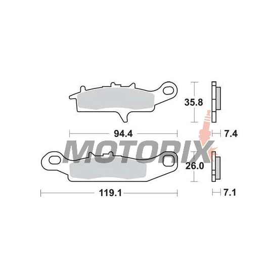 Brzdové destičky -TRW- MCB757SI, Kawasaki Brute Force 650, KFX 450R/700 V-Force, KVF/Prairie 650-700; Suzuki LT-V 700 Twin Peaks, Polaris Ranger RZR 800