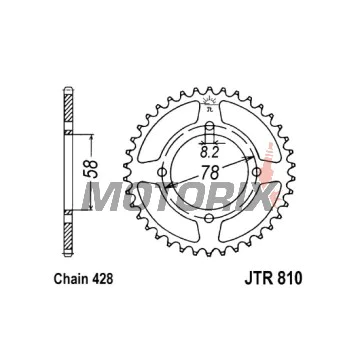 Zadní rozeta -JT- JTR810,50, 50 zubů, ocelový, HMZ Cruise 125 1996, Hyosung Cruise 125 1997-2001, GS 125 1998-2000, GV 125 2009-2010, RT 125 2004-2006, 2008-2011, RX 125 2007-2011, XRX 125 1999-2008, Jincheng 125 125 2007-2008