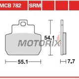 Brzdové destičky -TRW- MCB782, Piaggio/Vespa GTS 250/250ie/ABS (2005-2016), GTV 250/300 (2007-2014), MP3 125/125ie (2006-2008), X8 125/150/200/250/400 (2005-2008), X9 125/250 Evolution (2005-2008)