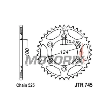 Zadní rozeta -JT- JTR745,43, 43 zubů, ocelový, Ducati GT 1000 2006-2010, Monster 1000 2003-2005, Monster 916 2001-2003, Paul Smart 1000 2006, Sport 1000 2006-2009, Sportclassic 1000 2007-2010, SS 1000 2003-2006, ST3 992 2004-2007