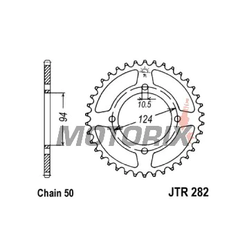 Zadní rozeta -JT- JTR282,37, 37 zubů, ocelový, Honda CB 500 1972-1977, CB 550 1974-1981