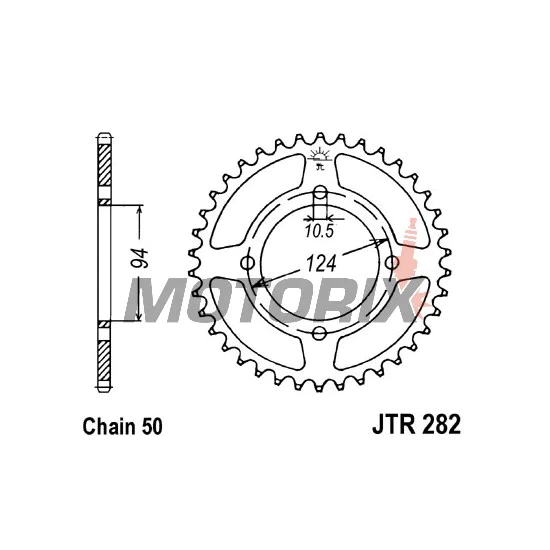 Zadní rozeta -JT- JTR282,34, 34 zubů, ocelový, Honda CB 500 1972-1977, CB 550 1974-1981