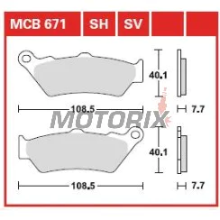 Brzdové destičky -TRW- MCB671SH, Aprilia Pegaso 650, BMW F 800 GS, Ducati Scrambler 800, Honda NX Dominator 650, KTM Adventure 990, Moto Guzzi California 1100, Triumph Rocket III 2300, Yamaha XT 660R (1976-2020)