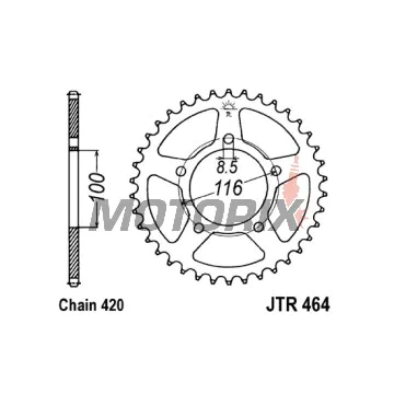 Zadní rozeta -JT- JTR464,50, 50 zubů, ocelový, Kawasaki KX 60 1983-2003, KX 80 1985, Suzuki RM 60 2003-2005