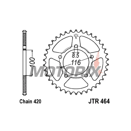 Zadní rozeta -JT- JTR464,44, 44 zubů, ocelový, Kawasaki KX 60 1983-2003, KX 80 1985, Suzuki RM 60 2003-2005