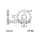 Přední pastorek -JT- JTF564,14, 14 zubů, Gas Gas EC 125 2003-2015, Yamaha DT 200 1989-1995, WR 125 1998, WR 200 1991-1993, XVS 125 2000-2004, YZ 125 1987-2004