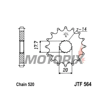 Přední pastorek -JT- JTF564,15, 15 zubů, Gas Gas EC 125 2003-2015, Yamaha DT 200 1989-1995, WR 125 1998, WR 200 1991-1993, XVS 125 2000-2004, YZ 125 1987-2004