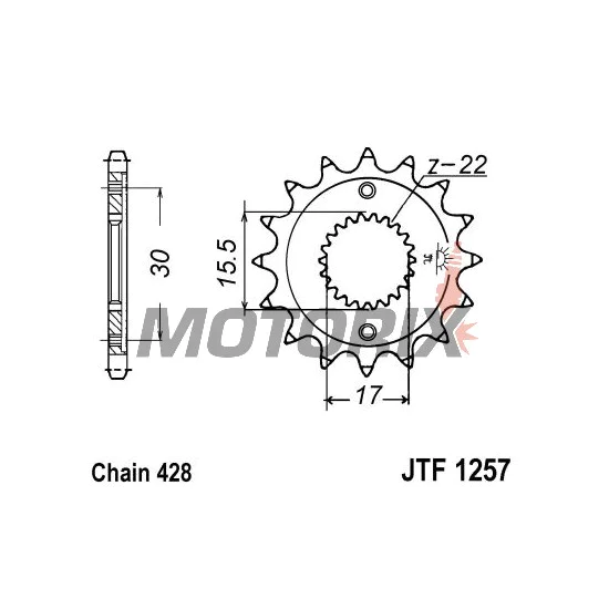 Přední pastorek -JT- JTF1257,14, 14 zubů, Honda CR 80 1996-2002, CR 85 2003, 2005-2007