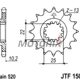 Přední pastorek -JT- JTF1503,12, 12 zubů, Kawasaki KEF 300 1995-2003, KFX 250 2000-2004, KSF 250 1987-2004