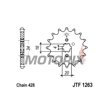 Přední pastorek -JT- JTF1263,17, 17 zubů, Suzuki TF 100/185 1981, TF 125 1979-2011, Yamaha AG 200 1984-2006, FZR 250 1989-1991, RT 180 1990-1998, SR 125 1995-2003, TZR 125 1987-1993, XT 125 2005-2007, XT 225 1992-2007