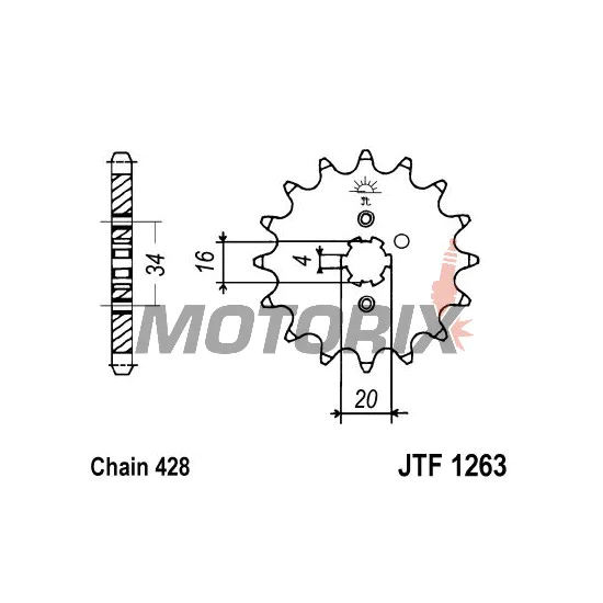 Přední pastorek -JT- JTF1263,17, 17 zubů, Suzuki TF 100/185 1981, TF 125 1979-2011, Yamaha AG 200 1984-2006, FZR 250 1989-1991, RT 180 1990-1998, SR 125 1995-2003, TZR 125 1987-1993, XT 125 2005-2007, XT 225 1992-2007