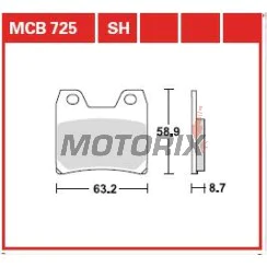 Brzdové destičky -TRW- MCB725, Yamaha FZS Fazer, XJR 1300/SP/Racer - 1000-1300cc, 2001-2016