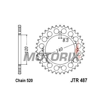 Zadní rozeta -JT- JTR487,47, 47 zubů, ocelový, Kawasaki BJ 250 1994-1999, KL 650 1989-1991, KLE 500 1991-2007, KLR 650 1987-2015, KLX 650 1993-1996