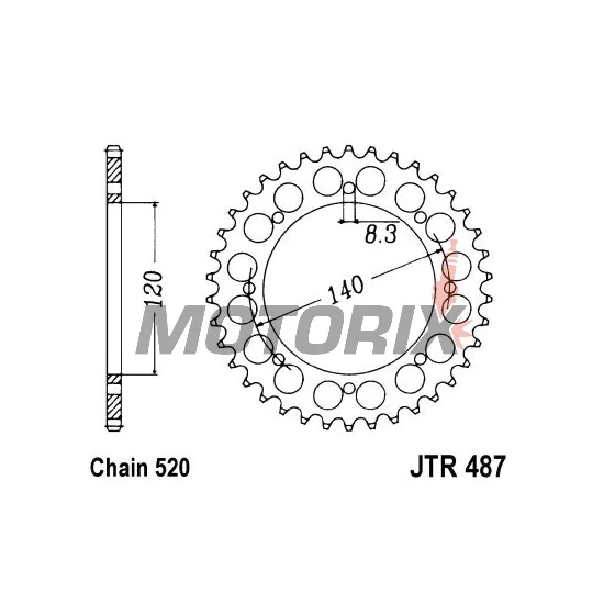 Zadní rozeta -JT- JTR487,47, 47 zubů, ocelový, Kawasaki BJ 250 1994-1999, KL 650 1989-1991, KLE 500 1991-2007, KLR 650 1987-2015, KLX 650 1993-1996