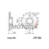 Přední pastorek -JT- JTF432,15, 15 zubů, Betamotor Jonathan 350 2001-2010, Kawasaki KLX 400 2003, Suzuki DR 200 1986-1991, 1996-2017, DR 350 1990-1999, DR-Z 400 2000-2017, GSF 250 1995-2000, RM 250 2000-2012, RM-X 250 1989-2001