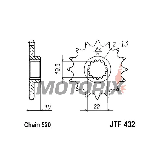 Přední pastorek -JT- JTF432,15, 15 zubů, Betamotor Jonathan 350 2001-2010, Kawasaki KLX 400 2003, Suzuki DR 200 1986-1991, 1996-2017, DR 350 1990-1999, DR-Z 400 2000-2017, GSF 250 1995-2000, RM 250 2000-2012, RM-X 250 1989-2001