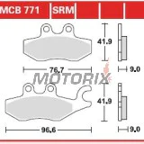 Brzdové destičky -TRW- MCB771SRM, sintrované, Piaggio Beverly 125-350 (2006-2017), MP3 125-500 (2006-2016), X10 125-500 (2012-2015), X7 125-300 (2007-2014), X8 400 (2006-2008), X9 125-250 (2005-2008)