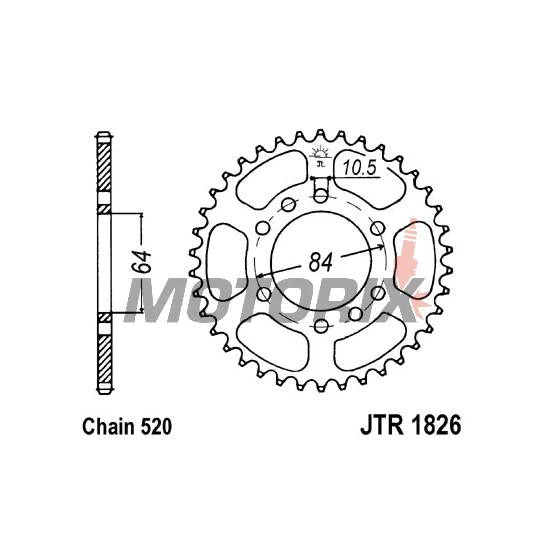 Zadní rozeta -JT- JTR1826,41, 41 zubů, ocelový, Kawasaki KFX 400 2003-2006, KSF 400 2003-2006, Suzuki GS 300 1982-1985, LT 160 1989-2001, 2003-2004, LT 230 1985-1993, LT 250 1985-1990, 1992-1993, LT-F 160 1991-2004, LT-Z 400 2002-2008
