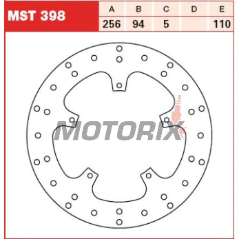 Brzdový kotouč -TRW- MST398, 256mm, Honda VFR750F/VFR800F V-Tech + Piaggio Beverly 125-500/Carnaby 125-300/X8 150-400/X9 500 (1990-2013)
