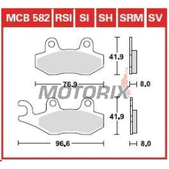 Brzdové destičky -TRW- MCB582SV, ATK 250/260/406, CAN-AM Commander/Maverick 800/1000, Kawasaki Brute Force/KLX/KVF/Teryx, Suzuki DR/RM/LT-R, Yamaha TT/WR/XTZ/YFM/YFZ/YXR/YZ (1989-2020)