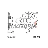 Přední pastorek -JT- JTF736,13, 13 zubů, Ducati 748 748 1995-2003, 851 851 1988-1992, 888 888 1993-1994, 900 900 1992-1997, Biposto 748 1995-2003, MH 900 2001-2002, Monop. 748 1995-1997, 2001-2002, Monop. 749 2003-2006